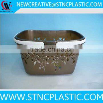 multi use rectangular plastic basket with handle