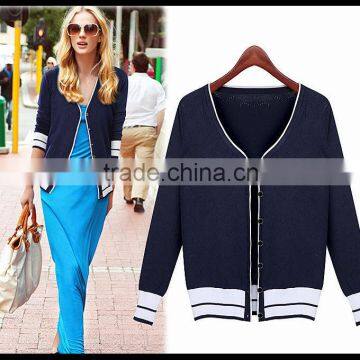 Alibaba China whloesale Lady V-neck preppy style sweater cardigan korean modern fashion