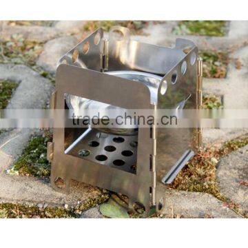 Stainless Steel Camping Wood & Alcohol Stove With Hinge Portable Stove Outdoor With Saucer Wholesale photo-5