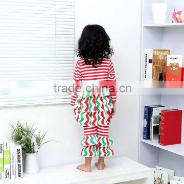 Lovely Girl Boutique Stripe Long Sleeve Baby Ruffle Top and Pant Outfits Wholesale Children Clothing Set 2016 photo-3