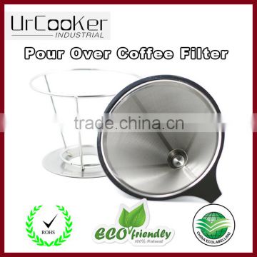 Stainless Steel Pour Over Cone Dripper Brewer,Reuseable Coffee Filter