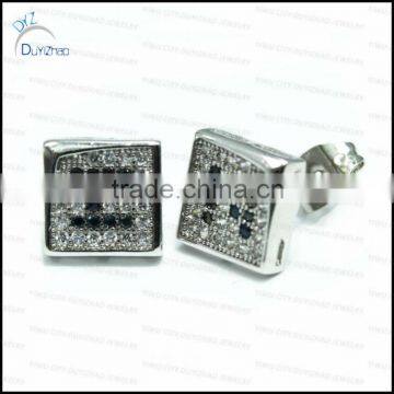 Mens square micro pave cz earrings