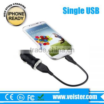 high quality colorful 5V 1A micro usb car charger for iphone for samsung mobile phone car charger accessory