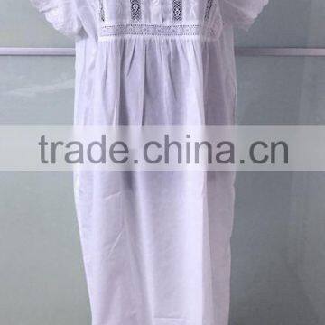 Hot Selling Popular White Cotton Nightgown Nightdress