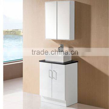 Solid wood black marble top hotel walnut veneer bathroom cabinet