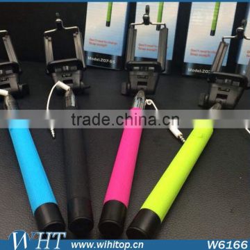 2015 Ultra New Hot Cable Take Pole Monopod with Wire and Press Button for iPhone for Samsung