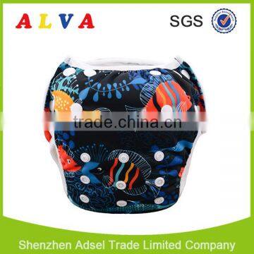 Alva New Design Fishes Pattern Eco-friendly Reusable and Washable Cloth Swim Diapers