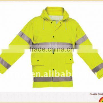 High visibility polyester rain jacket