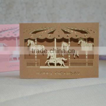 Elegant fashion hot selling laser cut 3d pop up christmas cards