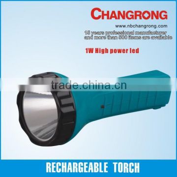 Changrong plastic battery powered 1W torchlight flashlight