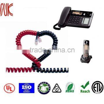 UL20251 RJ9/RJ11/RJ12 colorful spiral coiled telephone cable