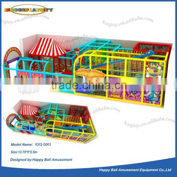 Two layers indoor playground type galvanized pipe frame soft naughty castle kids game on sale