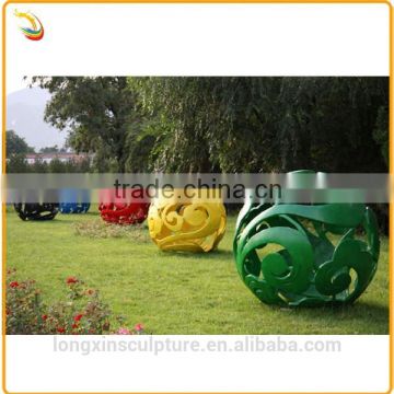 Stainless Steel Olympic Hollow Sphere Sculpture Metal Colorful Olympic Sphere Statue