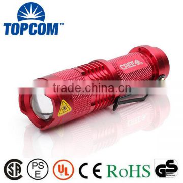 SK68 7W 300 Lumen 3 Modes MINI Flashlight Torch , Adjustable Focus Zoom , Red