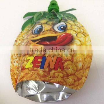Pineapple shape cocktail drink packaging bag with spout
