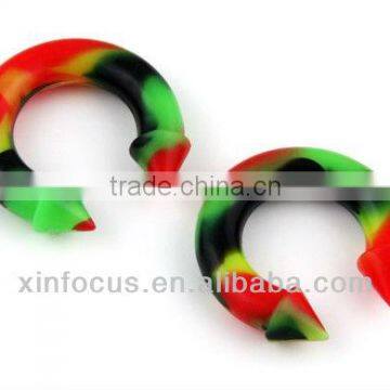 Rasta Acrylic Spike Horseshoe Ear Plugs BCR bcr body piercing jewelry