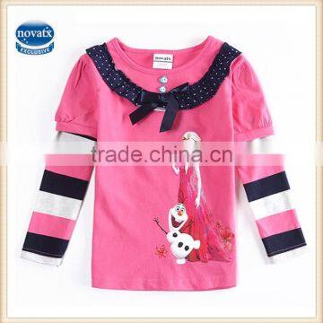 2-6Y (F5619D) frozen wholesale child t shirts elsa olaf printed t shirts nova kids toddler t shirts