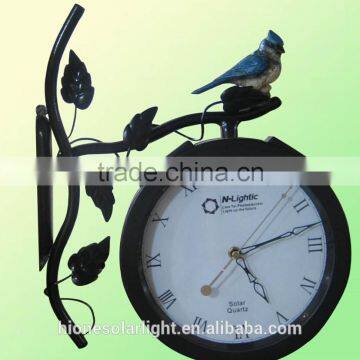 Outdoor Solar Clock With Blue Jay