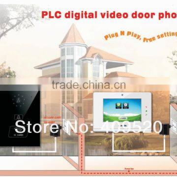 wireless digital PLC video intercom kit for villas/wireless video door phone system for villa