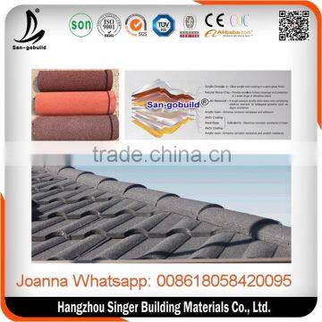 Aluminum zinc Factory Direct Sell colorful building construction stone coated metal roof tile in Zhejiang