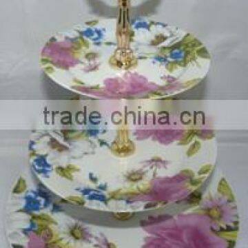 Factory 3 tiers Ceramic display stand cake plate wholesale