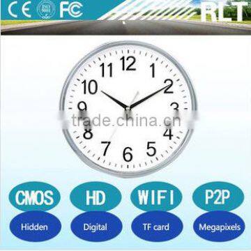 White wireless wall clock camera 720P HD CMOS digital video wifi P2P 32GB TF card smart phone remote monitoring