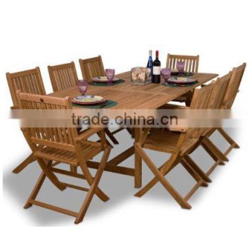 Rectangular Extending Dining Table and 8 Folding Chairs Garden Patio