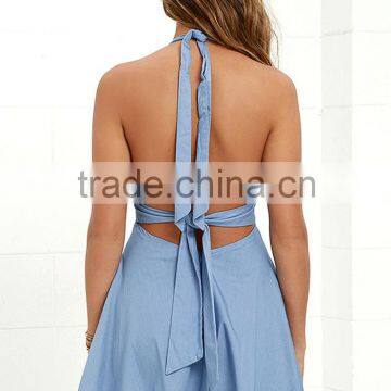 Ladies Design Dresses With Picture Backless Halter New Fashion Ladies Dress photo-5