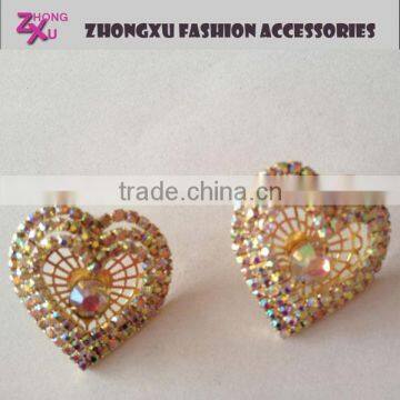 new custom rhinestone gold heart earring