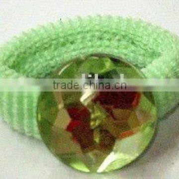 Green rhinestone beaded ponytail holder