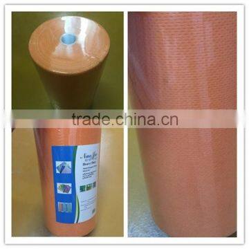 Appertured spunlaced nonwoven cloth in roll warpped PE film