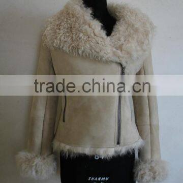 New Arrival Golden Stylish Design Lamb Fur Short Jacket Sheep Fur Coat