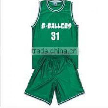 100% Polyester Heavyweight Dazzle Round Neck Green Basketball Uniform photo-3