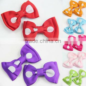 Kids Alligator clips with double ribbon bow CN015