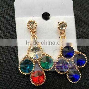 Retro Exaggerated Diamond Flower Earrings Multicolor Drop Earrings photo-2
