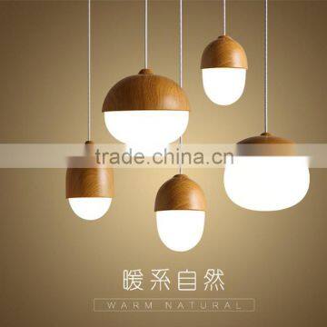 11.19-1 Wooden white capsule fashion simple small glass chandelier nuts pendant lamp