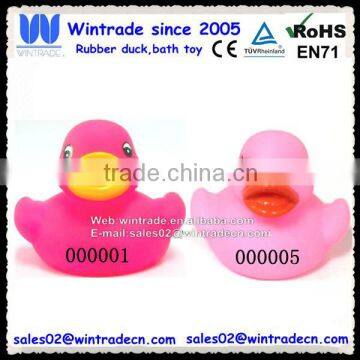 Bright color race duck numbered/plastic duck race pvc duck