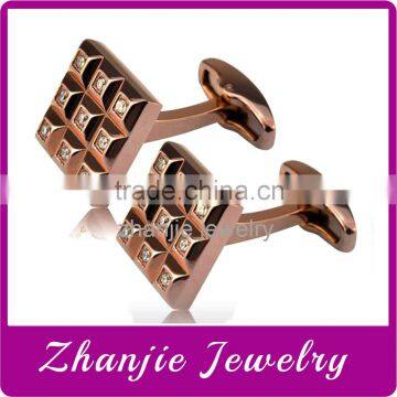 China Professional Manufacturer Supply Wholesale Fashion Men 316L Stainless Steel Rose Gold Plating Cufflinks With High Quality