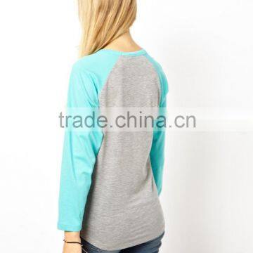 New Style Wholesale Brand Women Long Sleeve T-shirt Patch Work (JX41000)