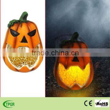 2015 newest polyresin pumpkin led solar light for halloween decoration