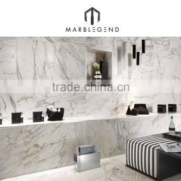 PFM For Wall Cladding Italian Statuario Venato White Marble Tile For Villa