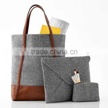 Designer Herringbone travel set Tote weekender bag travel pouch