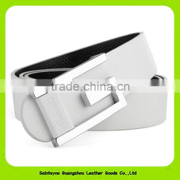 Hot sale Chastity Unisex White Cowhide Skin Leather Belt With Hole 16266