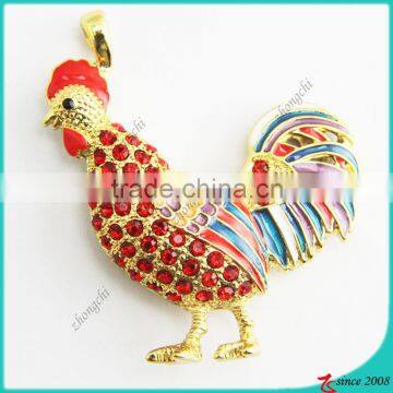 Luxury Rhinestone Alloy Women Car or Bag Cock Keychain Gift