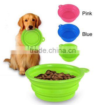 Hot selling dinnerware food grade silicone collapsible pet travel feeder bowl