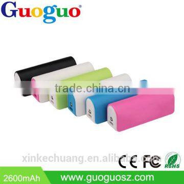 Guoguo colorful mini LED torch 2000mAh fast charging portable power bank for celllphone