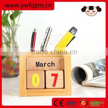 2016 new wooden custom handmade pen holder with calendar