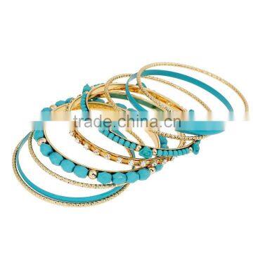 Gold Plated Multilayer Boho Rhinestone Turquoise Vintage Ethnic Women Bracelets Cuff Bangles Jewelry Accessories photo-5