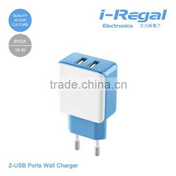 Newest!!!!! 5V 2.1A dual usb mobile phone travel charger,home charger,wall charger