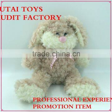 soft safety material plush rabbit bunny toy with pink ribbon